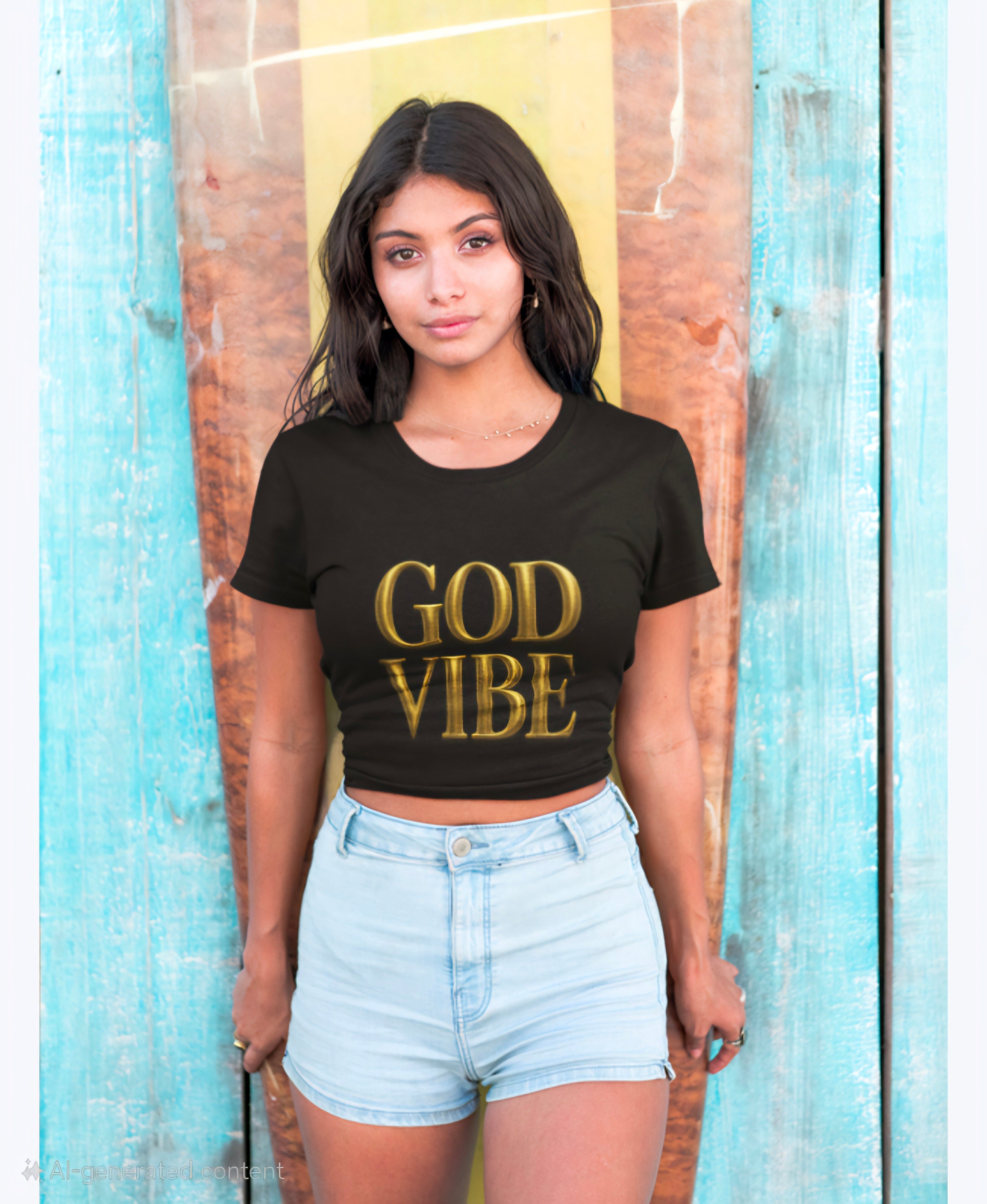 "Women’s GOD VIBE Crop Top – Trendy Luxury Graphic Tee | Stylish Streetwear Summer Fashion"