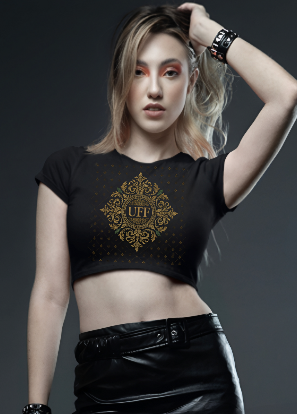“UFF Luxury Crop Top for Women – Trendy Designer Streetwear, Premium Quality Fashion Top”